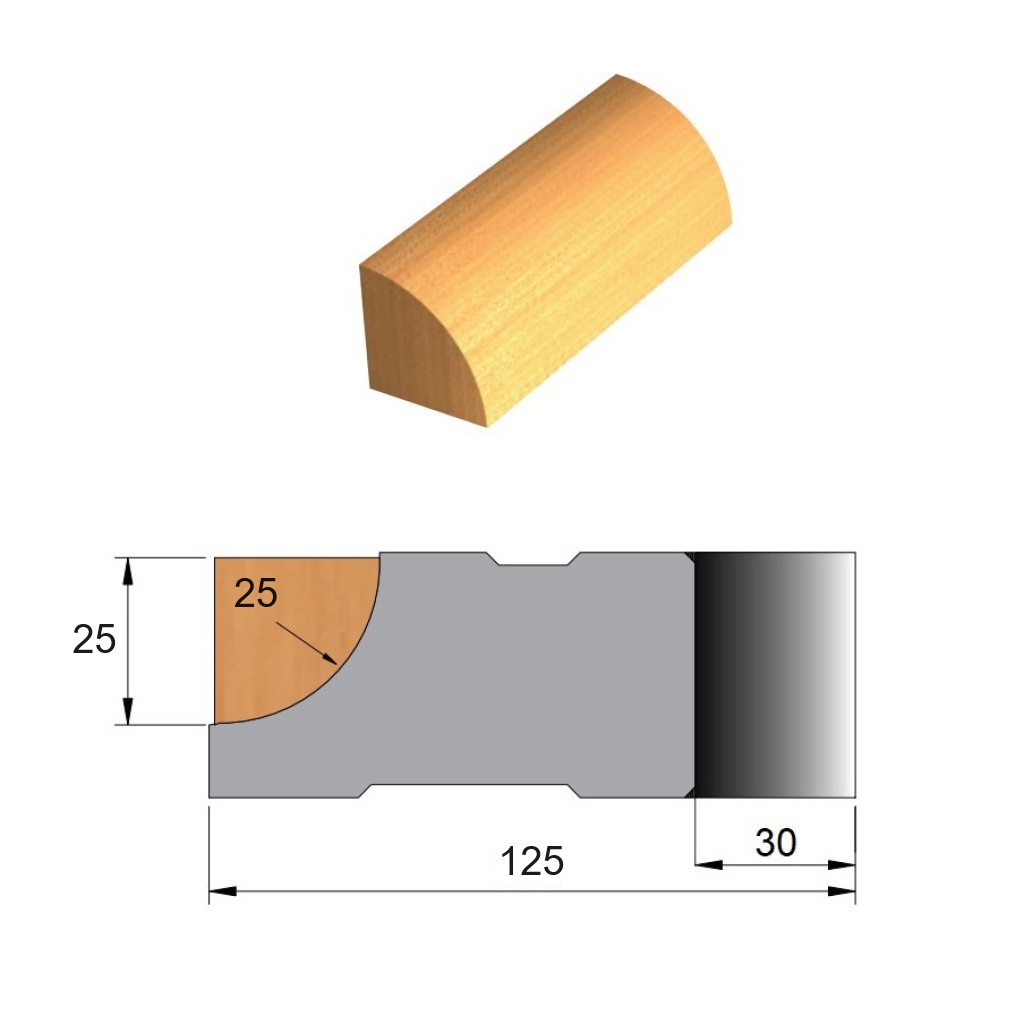 Fresa para Cordão de Janela de Aço Ø125 x 25 x 30 - 5 Dentes - Cód. 2290.36